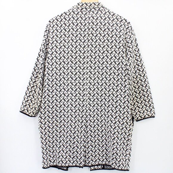 Philosophy Cardigan Womens White & Black Open Front Hearts Jacquard SIze Large L - Picture 5 of 7